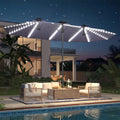 AECOJOY 15ft Patio Double-Sided Umbrella, 156 PCS Solar LED Light Outdoor Large Umbrella, Dark Grey