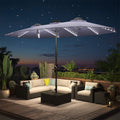 AECOJOY 15ft Patio Double-Sided Umbrella, 156 PCS Solar LED Light Outdoor Large Umbrella, Dark Grey