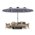 AECOJOY 15ft Patio Double-Sided Umbrella, 156 PCS Solar LED Light Outdoor Large Umbrella, Dark Grey