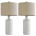 Oneach Ceramic Table Lamps for Living Room 24.75" Modern Farmhouse Bedside Nightstand Lamp Set of 2 for Bedroom