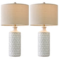 Oneach Ceramic Table Lamps for Living Room 24.75" Modern Farmhouse Bedside Nightstand Lamp Set of 2 for Bedroom