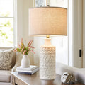 Oneach Ceramic Table Lamps for Living Room 24.75" Modern Farmhouse Bedside Nightstand Lamp Set of 2 for Bedroom