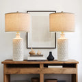 Oneach Ceramic Table Lamps for Living Room 24.75" Modern Farmhouse Bedside Nightstand Lamp Set of 2 for Bedroom