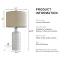 Oneach Ceramic Table Lamps for Living Room 24.75" Modern Farmhouse Bedside Nightstand Lamp Set of 2 for Bedroom