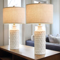 Oneach Ceramic Table Lamps for Living Room 24.75" Modern Farmhouse Bedside Nightstand Lamp Set of 2 for Bedroom
