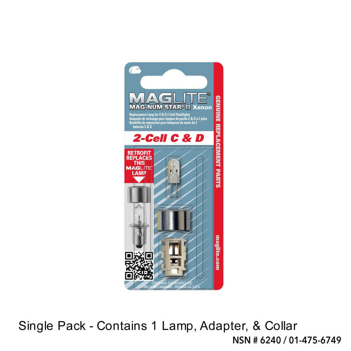Replacement Lamp-Bulb for 2-Cell C & D Flashlight