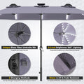 AECOJOY 15ft Patio Double-Sided Umbrella, 156 PCS Solar LED Light Outdoor Large Umbrella, Dark Grey