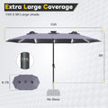 AECOJOY 15ft Patio Double-Sided Umbrella, 156 PCS Solar LED Light Outdoor Large Umbrella, Dark Grey