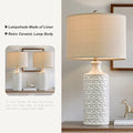Oneach Ceramic Table Lamps for Living Room 24.75" Modern Farmhouse Bedside Nightstand Lamp Set of 2 for Bedroom